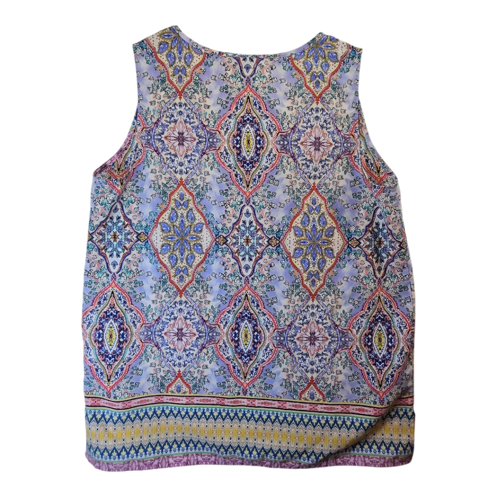 Fleur Bleue Key Hole Neck Sleeveless Paisley Tank Top Size M - Picture 6 of 6